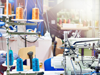 Spools of thread and sewing machine