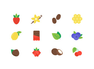 Vector set of different flavor icons, logo design template.