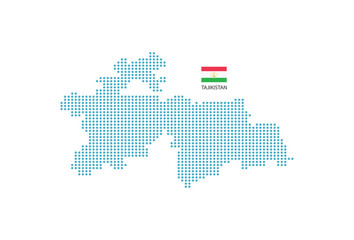 Fototapeta na wymiar Tajikistan map design blue circle, white background with Tajikistan flag.