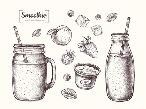 Premium Vector  Vector hand drawn doodle sketch smoothie jar cup