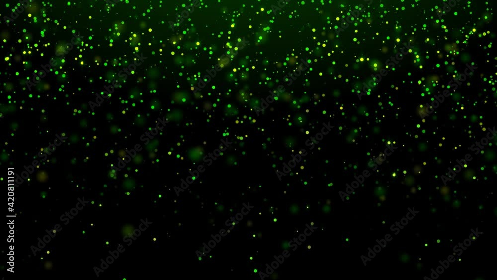 Poster a looped motion background of falling emerald-green and gold sparkling particles. for st. patrick's 