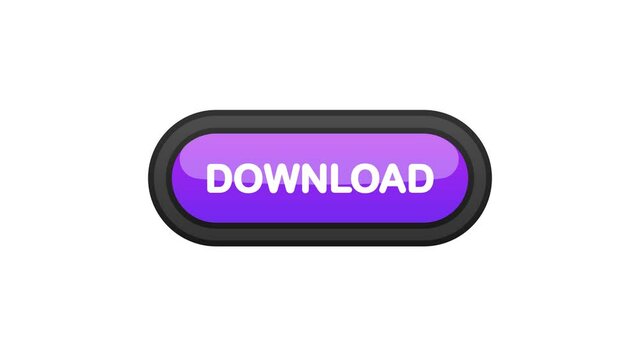 Download purple realistic 3D button isolated on white background. Hand clicked. Motion graphic.