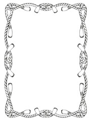 rope knot frame black and white isolated