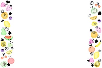 シンプルでかわいい手描きフルーツフレーム