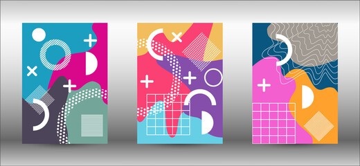 Modern abstract vector banner set. Colorful trendy illustration.