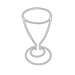Black hand drawn illustration of a transparent wine glass isolated on a white background