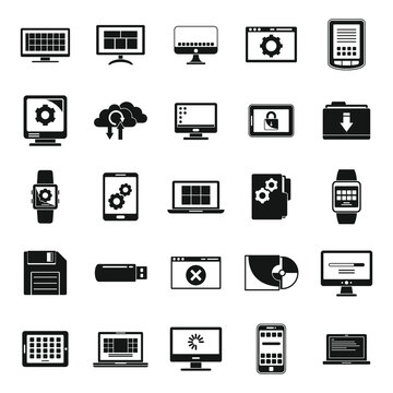 Update operating system icons set, simple style
