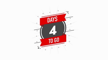 Memphis poster with black four days to go badge. Count time sale. Sale banner. Icon on white background. Motion graphic.