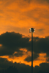 The sky during the sunset is surprisingly beautiful with a combination of yellow and orange and there is a light scoreline on Phayun Beach, Ban Chang, Rayong.