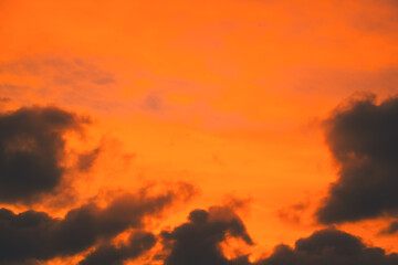 The red skies have an unusual pattern that occurred at Phayun Beach, Ban Chang, Rayong, Thailand.