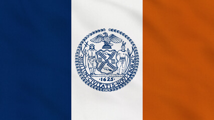 New York City - USA - Crumpled Fabric Flag. City of New York Flag. USA. American Flag. Celebration. Flag Day. Patriots. Surface Texture. Background Fabric.