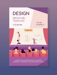 Cartoon people watching show in circus. Acrobat, audience, fun flat vector illustration. Entertainment and performance concept for banner, website design or landing web page