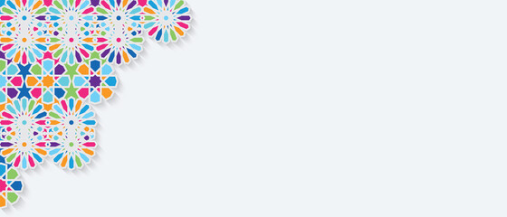 Ornamental colorful patterned relief in arabic style of islamic mosque,greeting card for Ramadan Kareem