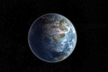 Planet Earth with Asia