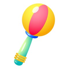 Baby rattle icon, cartoon style