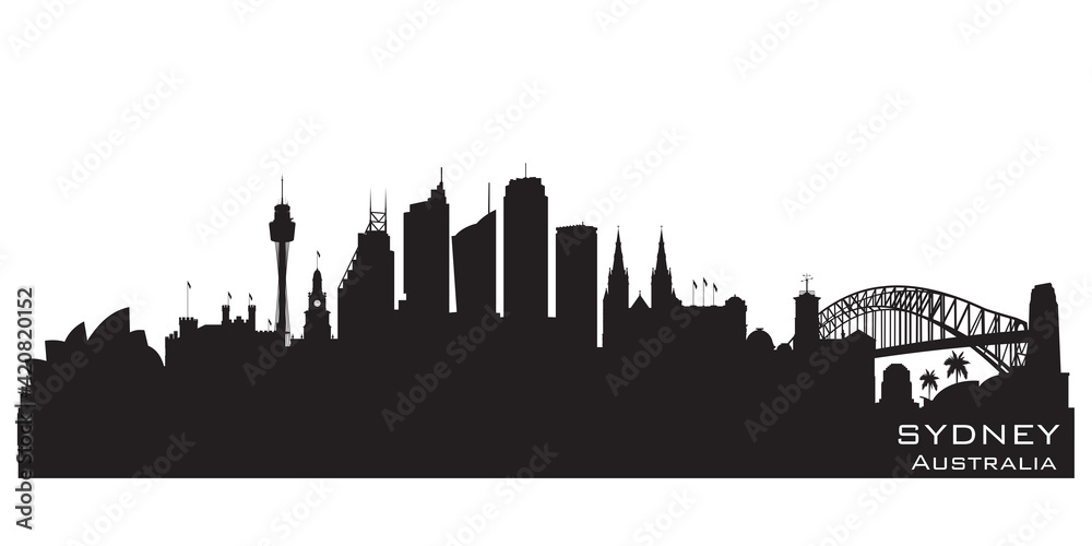 Wall mural sydney australia city skyline vector silhouette