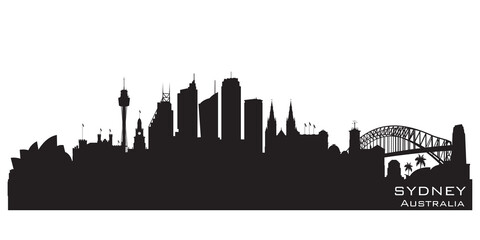 Naklejka premium Sydney Australia city skyline vector silhouette