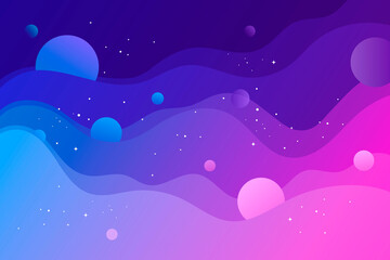 Abstract space banner. Vector illustration. Template for background, card, poster, landing page, presentation. Abstract shape, wave, planets, stars. Milky Way. universe, galaxy.  - 420820349