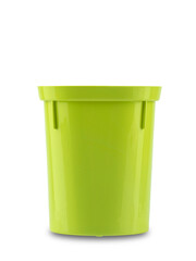 flower pot, green container for growing seedlings, isolate on a white background