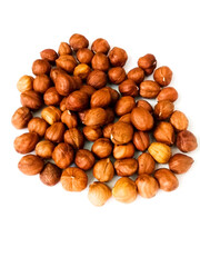 hazelnuts on white background