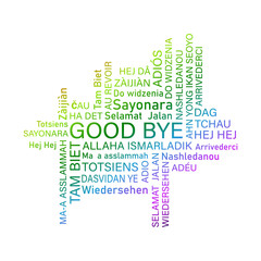 Word Goodbye people different languages. International community.