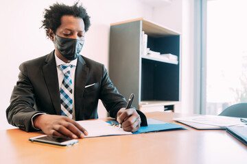 Businessman working at office.