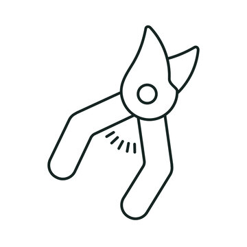 recommend clip art: simple linear vector image drawing abstract logo icon pruner secateurs isolated black on white background