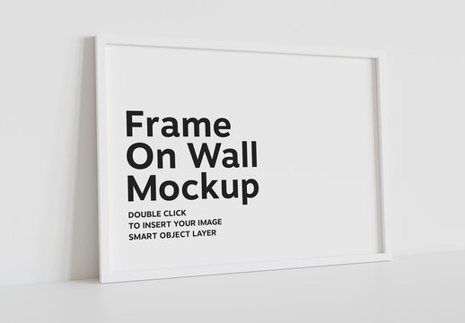 White Frame Leaning on Wall Mockup