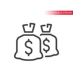 Money bag line vector icon. Dollar sack outline symbol, editable stroke. 