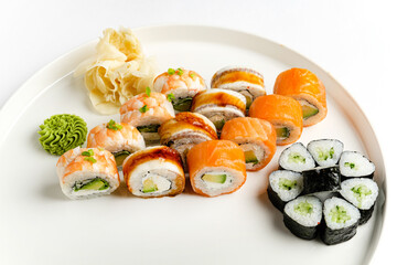 sushi set on the white background