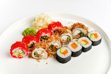 sushi set on the white background