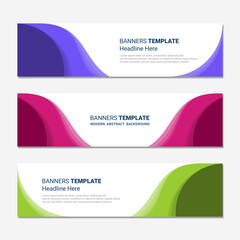 Fototapeta premium Set of horizontal modern banner design social media template background isolated