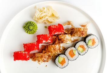 sushi set on the white background