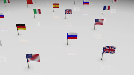 International Flags Background 3d render