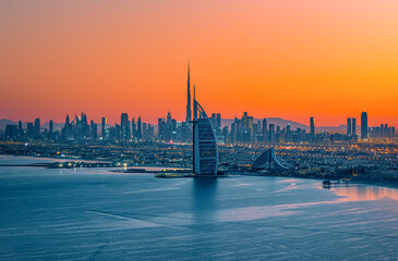 DUBAI ,UNITED ARAB EMIRATES-FEBRUARY  Beautifull ,  Dubai downtown at the sunset, Dubai, United 
 