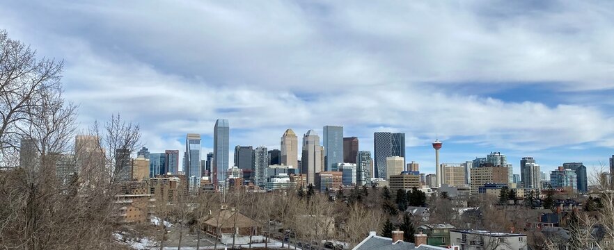 Calgary Skyline In Winter From The Southwest