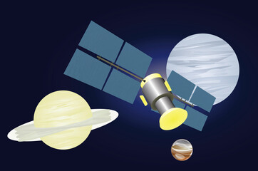 Orbital satellite station. vector illustration