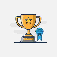 cartoon trophy and medal vector illustration design. flat cartoon style