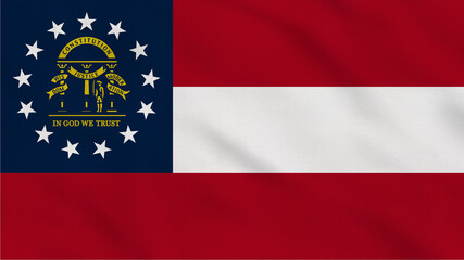 Georgia State - USA - Crumpled Fabric Flag. USA Flag. State of Georgia Flag. North America Flags. Celebration. Flag Day. Patriots. Surface Texture. Background Fabric.