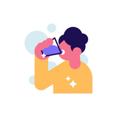 Man drinking water from the glass vector