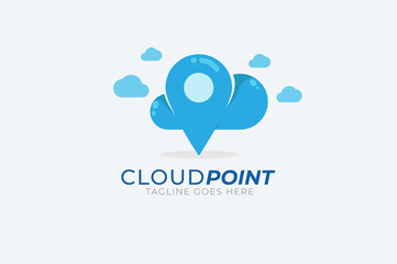 Cloud Logo, blue cloud and point combination isolated on white background, Usable for technology and Business  Logos, Flat Vector Logo Design Template, vector illustration
