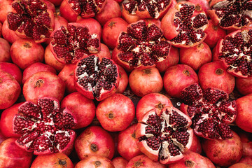 Cracked pomegranate. Ripe pomegranate close-up