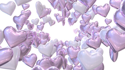 Abstract Valentine Heart Tunnel Background 3d render 