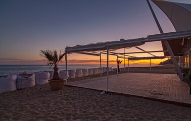 Vistas del atardecer en la playa de Calella 