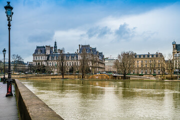Street view in the historical centre of Paris, France