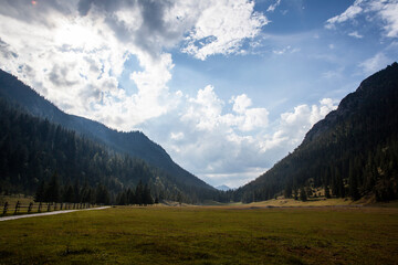 Obraz premium Panorama hiking tour Krottenkopf mountain in Bavarian Alps, Germany