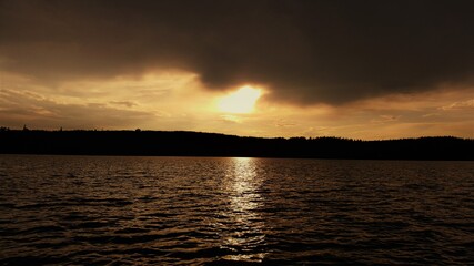 sunset over the river