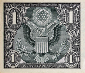 Modified decorative one dollar bill artwork