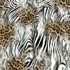 Seamless zebra and leopard texture
