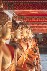 Bangkok. Thailand. Wat Pho, with few tourists in the Buddhist temple complex, which is also known as the Temple of the Reclining Buddha. 